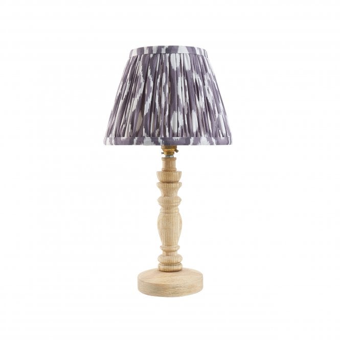 Bibury Natural Ash Table Lamp with Ikat Shade in Pearl Grey