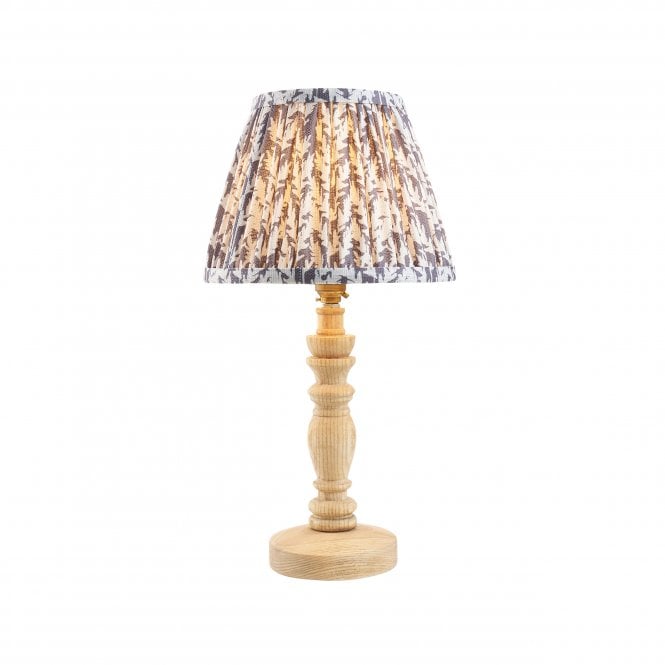 Bibury Natural Ash Table Lamp with Leaf Shade in Pearl Grey