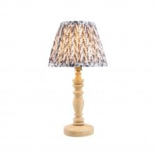 natural ash table lamp with grey leaf pattern shade