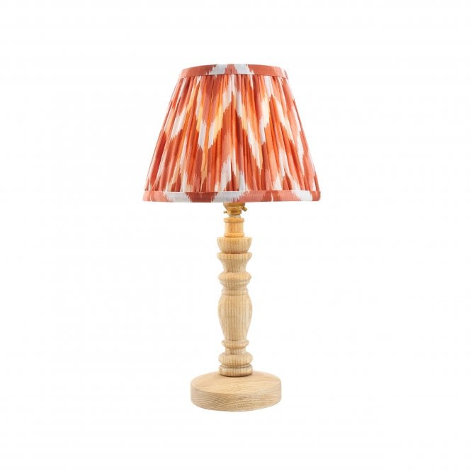 Bibury Natural Ash Table Lamp with Zigzag Shade in Apricot