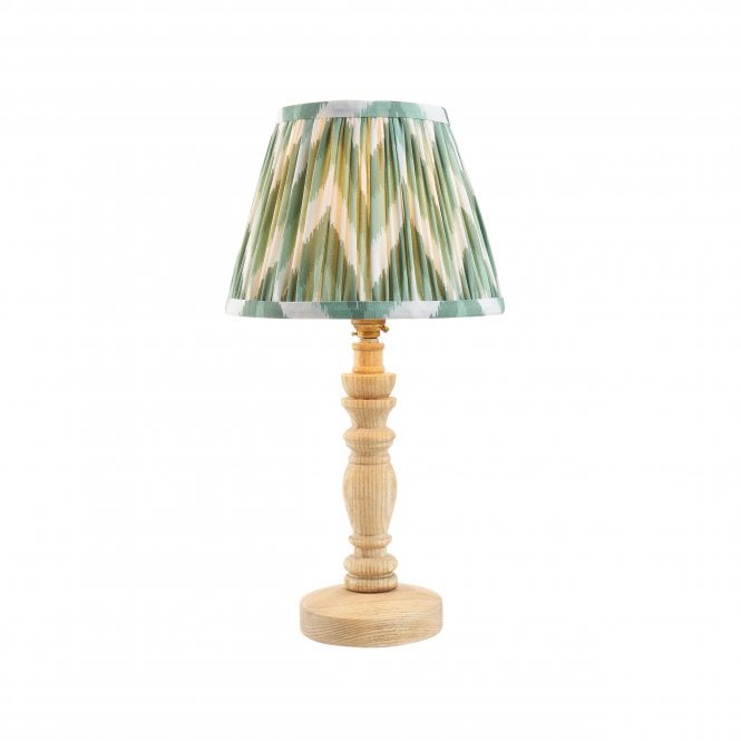 Bibury Natural Ash Table Lamp with Zigzag Shade in Cotswold Green
