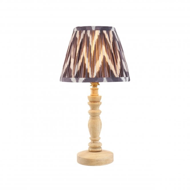 Bibury Natural Ash Table Lamp with Zigzag Shade in Pearl Grey