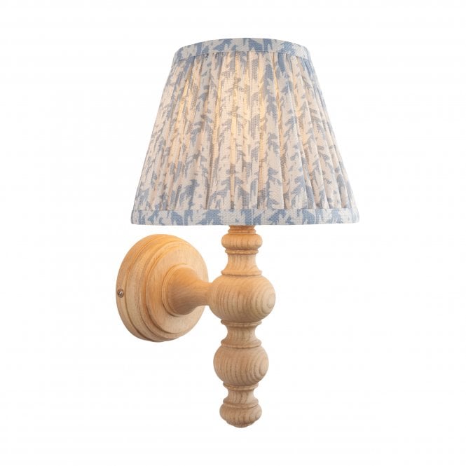 Bibury Natural Ash Wall Light with Leaf Shade in Blue