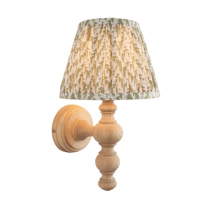 Bibury Natural Ash Wall Light with Leaf Shade in Green