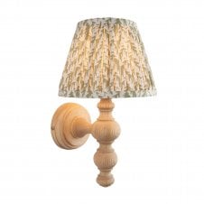 wooden wall light with green leaf pattern shade