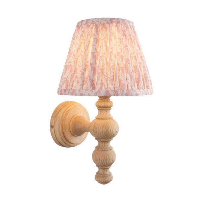 Bibury Natural Ash Wall Light with Leaf Shade in Peach