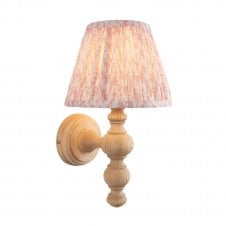 wooden wall light with peach leaf pattern shade