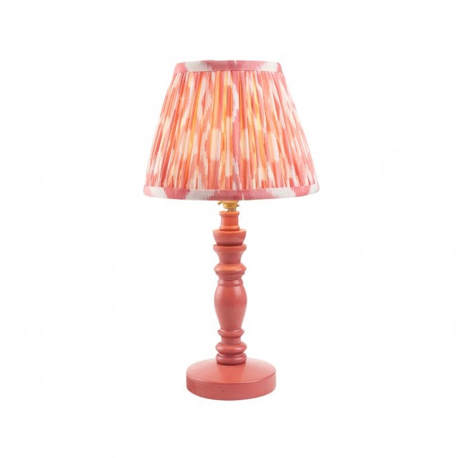Bibury Pink Clay Table Lamp with Ikat Shade in Coral Pink