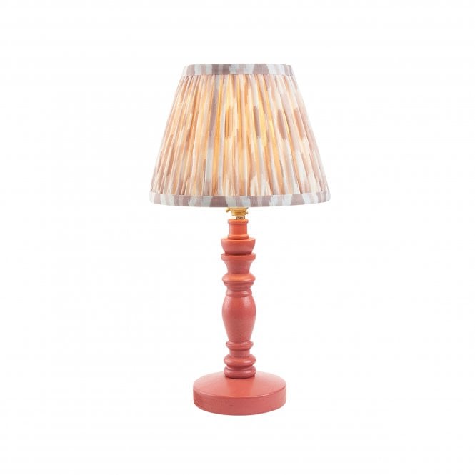 Bibury Pink Clay Table Lamp with Ikat Shade in Neutral