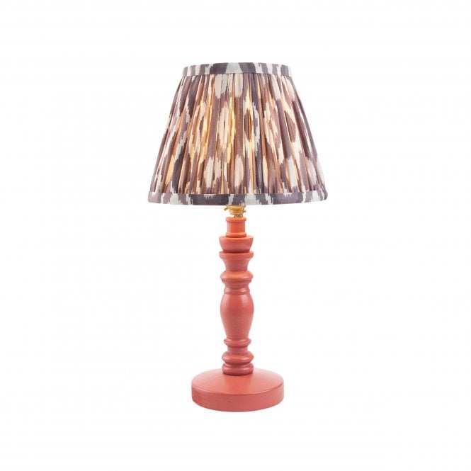 Bibury Pink Clay Table Lamp with Ikat Shade in Pearl Grey