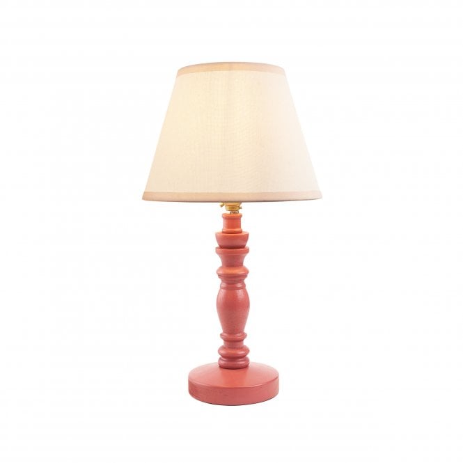 Bibury Pink Clay Table Lamp with Ivy Shade in Vintage White