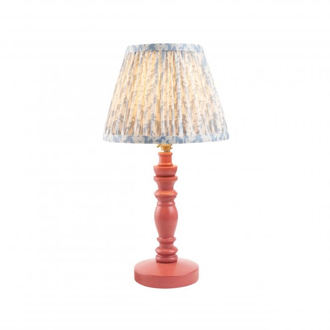 Bibury Pink Clay Table Lamp with Leaf Shade in Blue