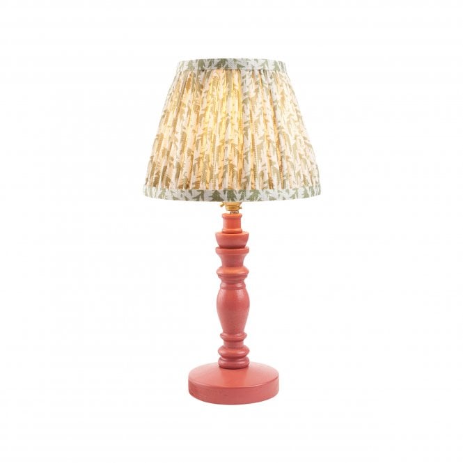 Bibury Pink Clay Table Lamp with Leaf Shade in Green