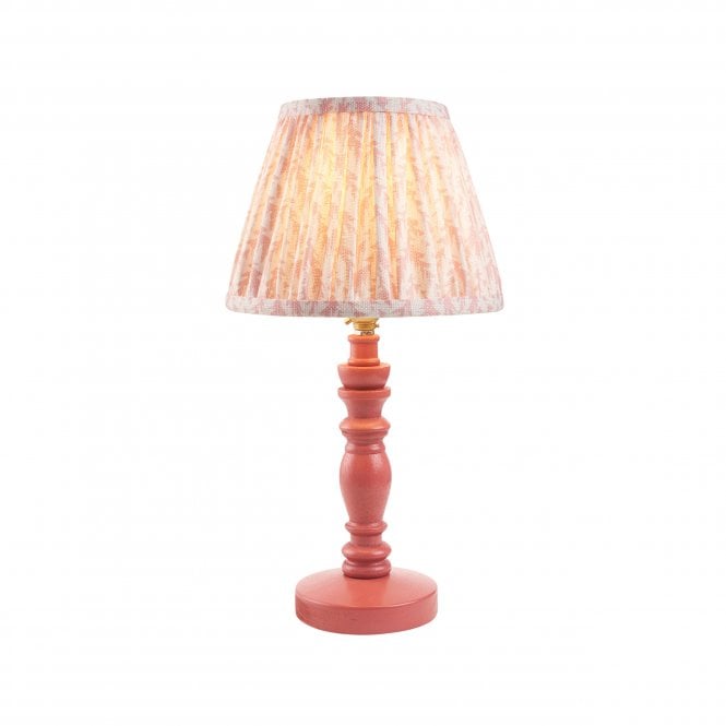 Bibury Pink Clay Table Lamp with Leaf Shade in Peach