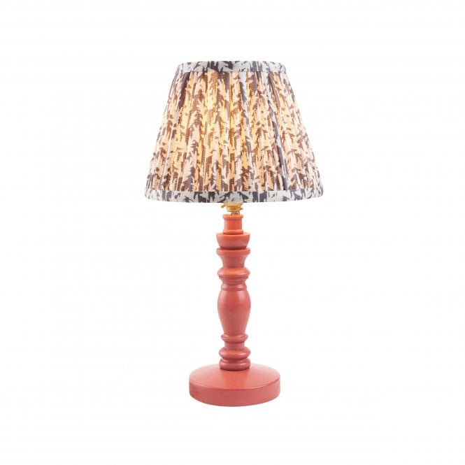Bibury Pink Clay Table Lamp with Leaf Shade in Pearl Grey