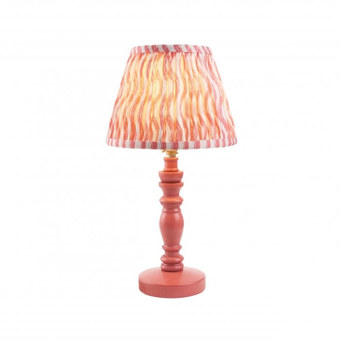 Bibury Pink Clay Table Lamp with Ripple Shade in Coral Pink