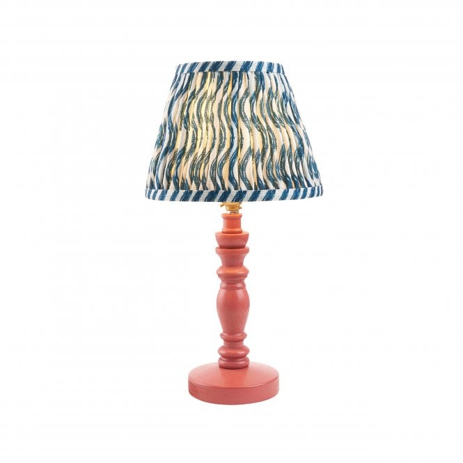 Bibury Pink Clay Table Lamp with Ripple Shade in Marlin Blue