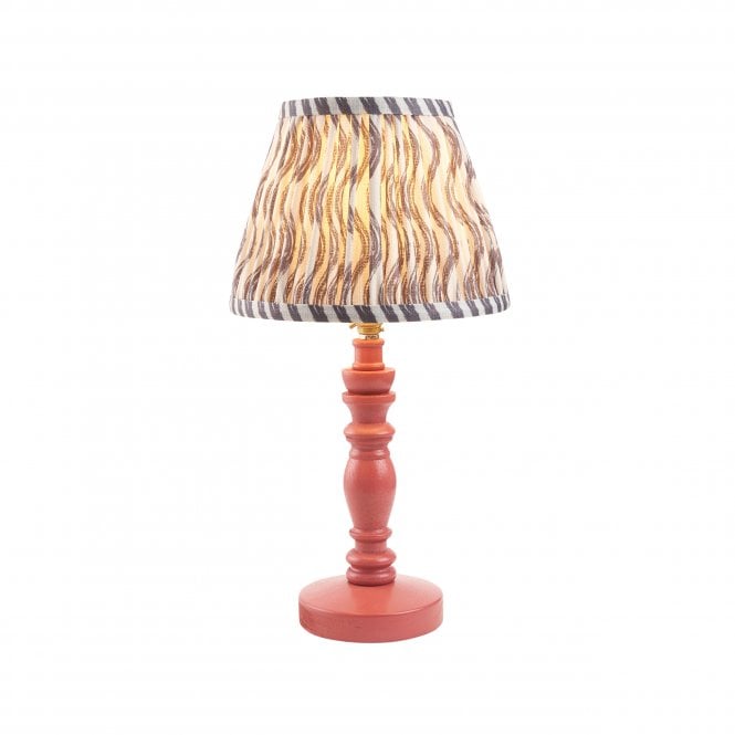 Bibury Pink Clay Table Lamp with Ripple Shade in Pearl Grey