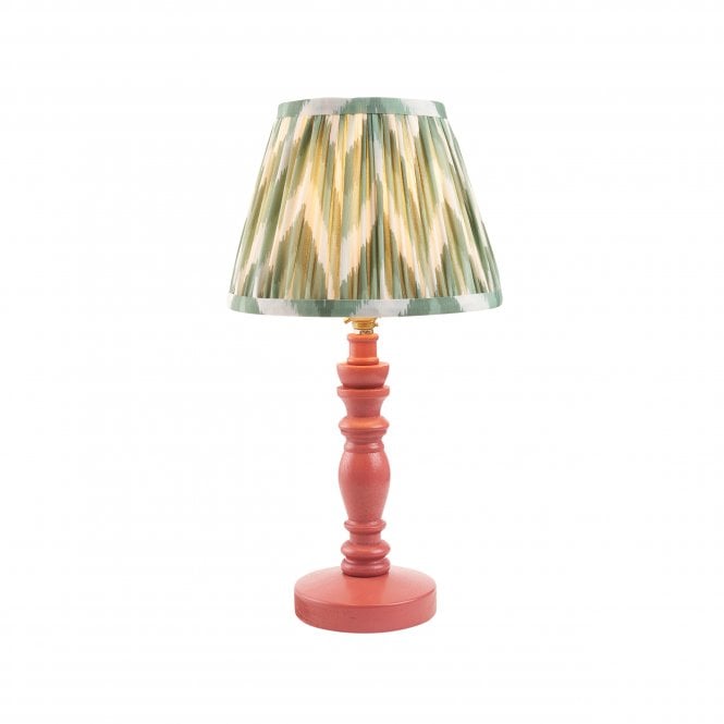Bibury Pink Clay Table Lamp with Zigzag Shade in Cotswold Green