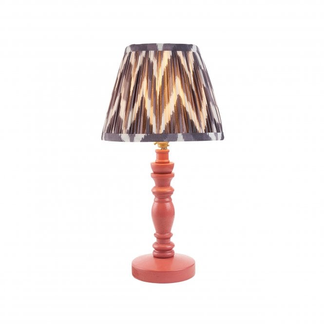 Bibury Pink Clay Table Lamp with Zigzag Shade in Pearl Grey