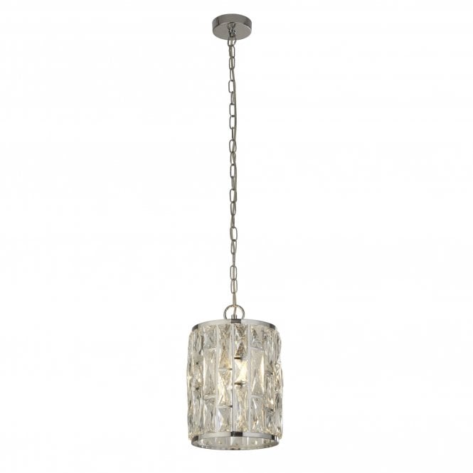 BIJOU 1 Light Chrome Ceiling Pendant With Crystal Glass