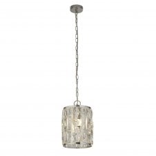 BIJOU 1 Light Chrome Ceiling Pendant With Crystal Glass
