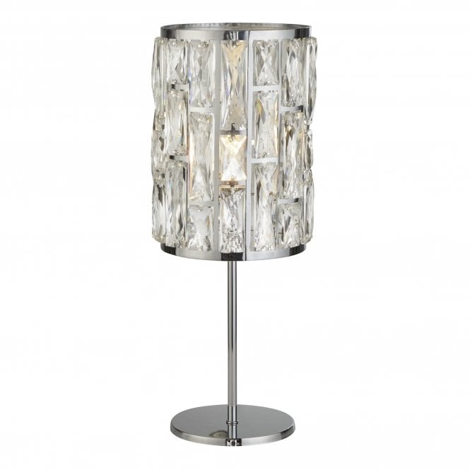 BIJOU 1 Light Chrome Table Lamp With Crystal Glass