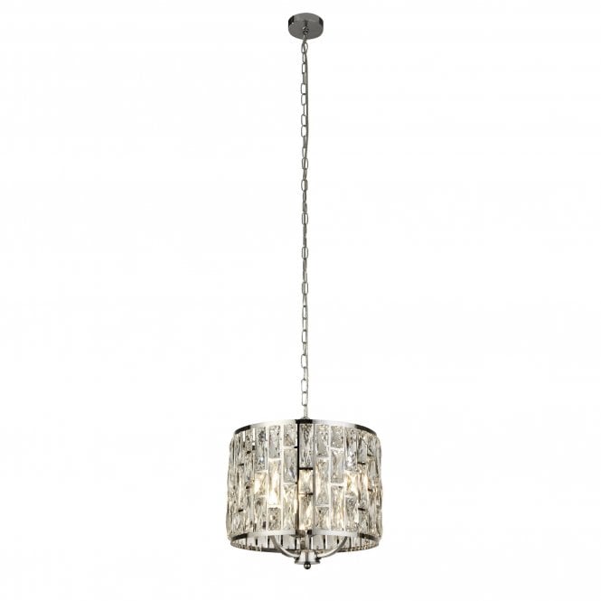 BIJOU 3 Light Chrome Ceiling Pendant With Crystal Glass