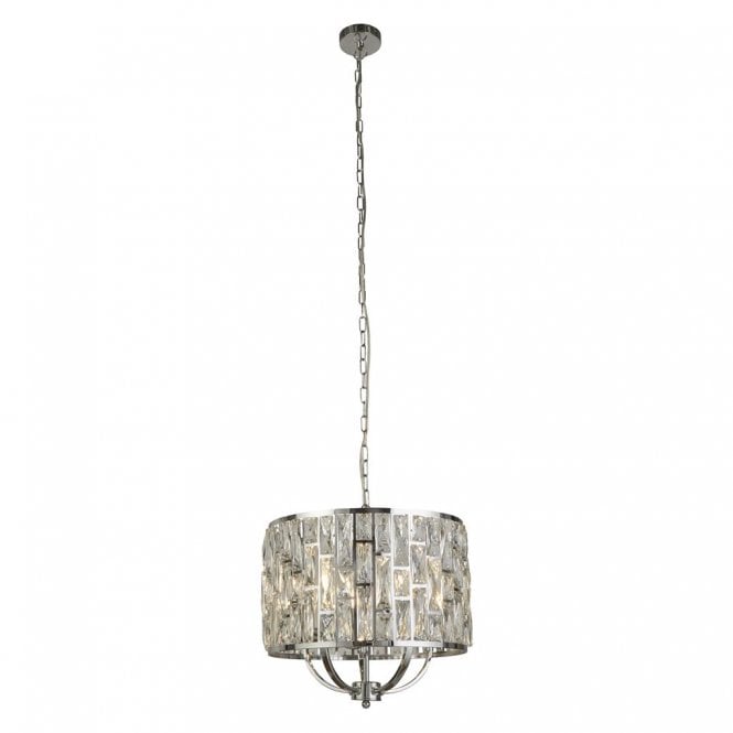 BIJOU 5 Light Chrome Ceiling Pendant With Crystal Glass