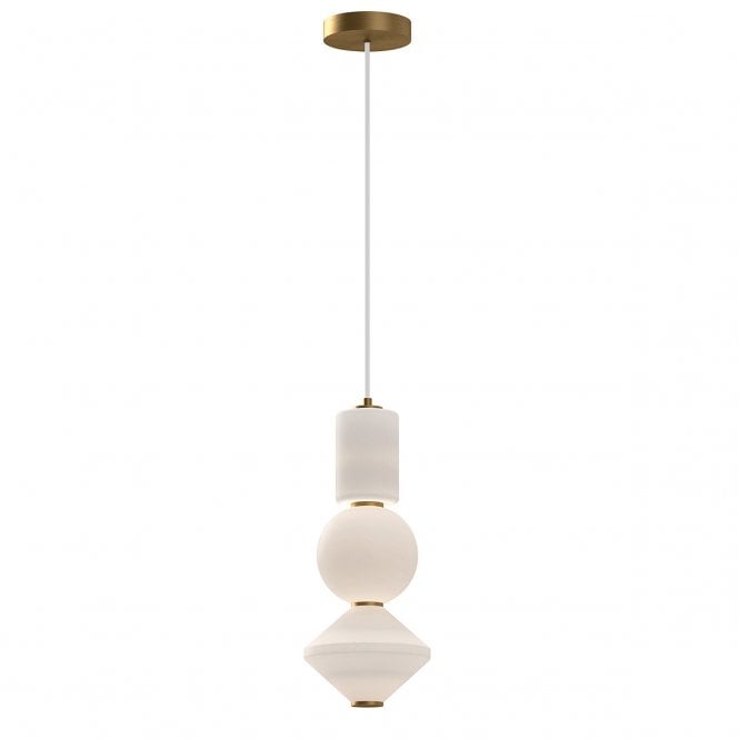 Bijou LED Pendant in Aged Gold & Opal Matte Glass