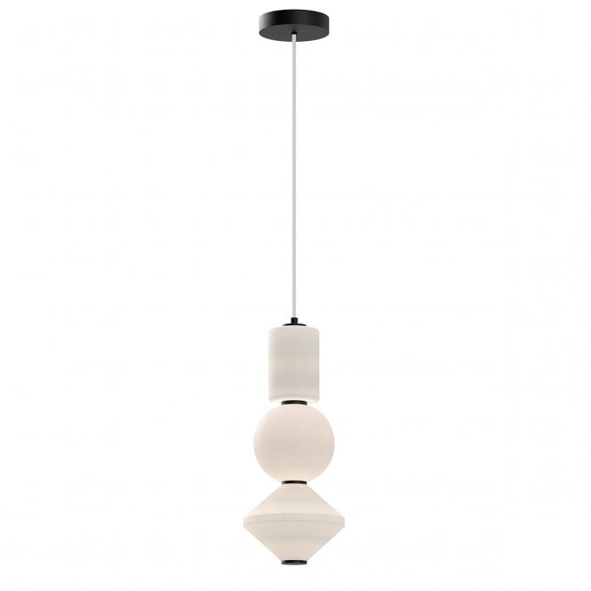 Bijou LED Pendant in Matte Black & Opal Matte Glass