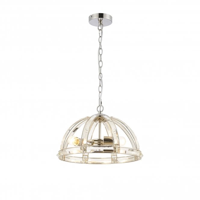 BIJOU Medium Dome Pendant | 3 Light E27 | Polished Nickel | Handcrafted