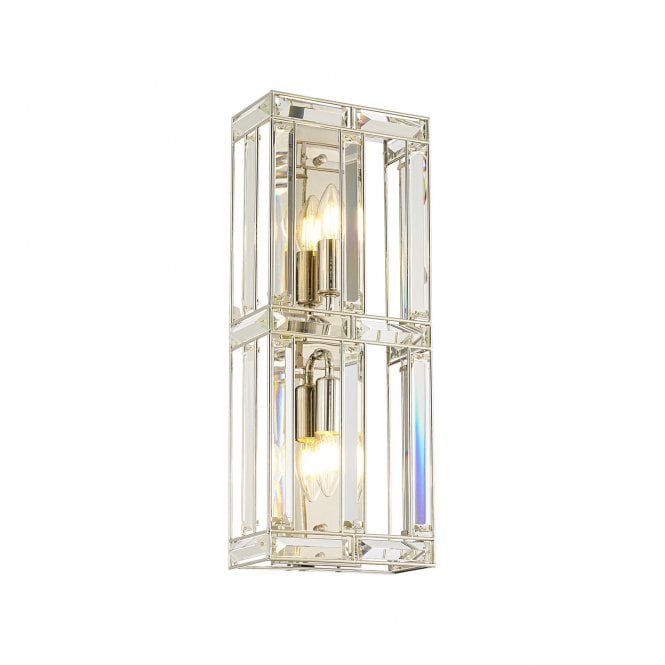 BIJOU Rectangular Wall Light | 2 Light E14 | Polished Nickel | Handcrafted
