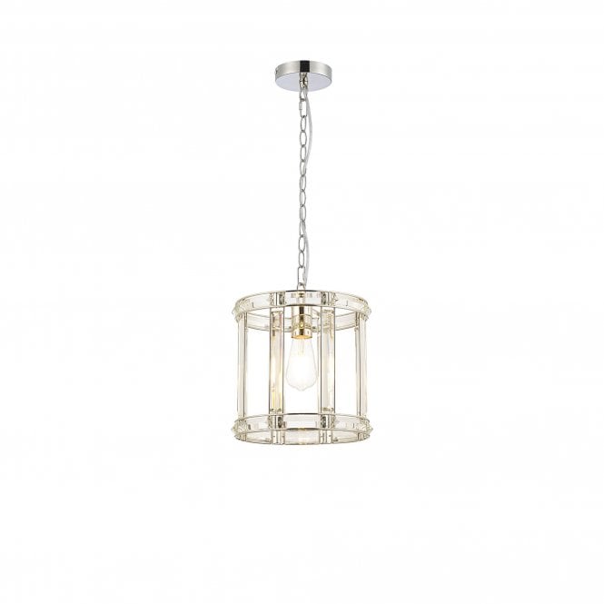 BIJOU Round Drum Pendant and Semi Ceiling | 1 Light E27 | Polished Nickel | Handcrafted