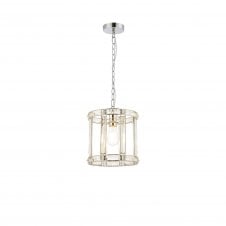 BIJOU Round Drum Pendant and Semi Ceiling | 1 Light E27 | Polished Nickel | Handcrafted
