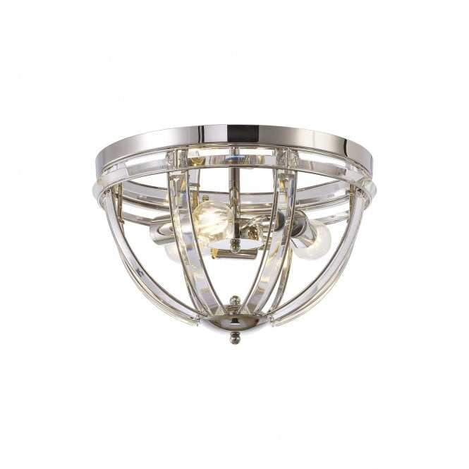 BIJOU Round Flush | 3 Light E27 | Polished Nickel | Handcrafted