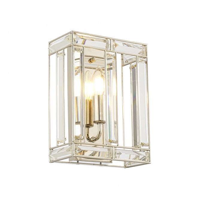 BIJOU Square Wall Light | 1 Light E14 | Polished Nickel | Handcrafted