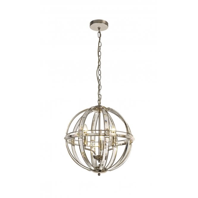 BIJOUX Orb crystal ceiling pendant in polished nickel, large