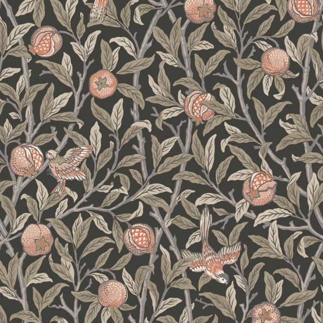 Bird & Pomegranate Charcoal Grey Wallpaper
