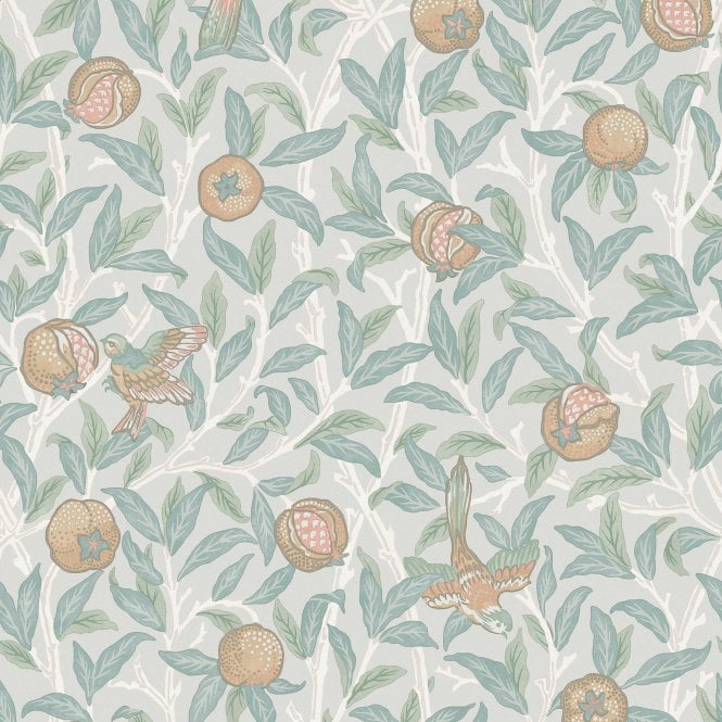 Bird & Pomegranate Duck Egg Duck Egg Wallpaper