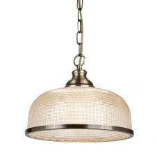 halophane glass and antique brass ceiling pendant