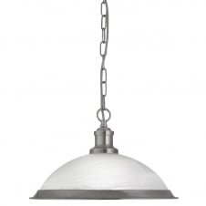 satin silver ceiling pendant with marble glass shade