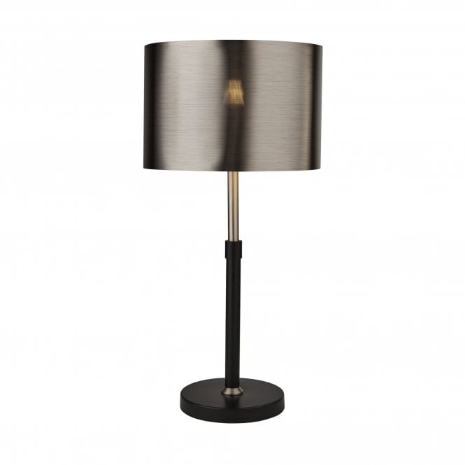 BLACK And Chrome Table Lamp With Brushed Black Chrome Shade