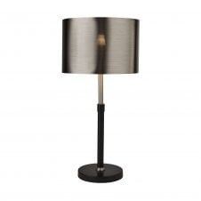 BLACK And Chrome Table Lamp With Brushed Black Chrome Shade