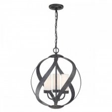BLACKSMITH 3 Light Outdoor Chandelier in Black w/ Opal Glass