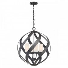 BLACKSMITH 4 Light Outdoor Chandelier in Black w/ Opal Glass