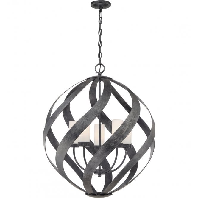 BLACKSMITH 5 Light Outdoor Chandelier in Black w/ Opal Glass