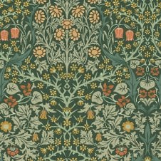 william morris blackthorne wallpaper in deep green