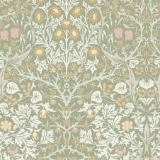 william morris blackthorne wallpaper in sage green