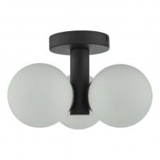 semi flush black and opal glass ceiling light